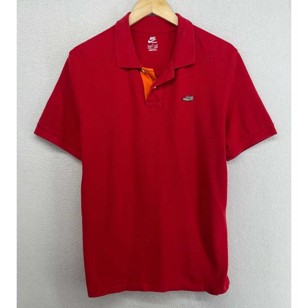 NIKE Shirt Mens L Sportswear Air Max Sneakerhead Polo Golf Athletic Cotton Red